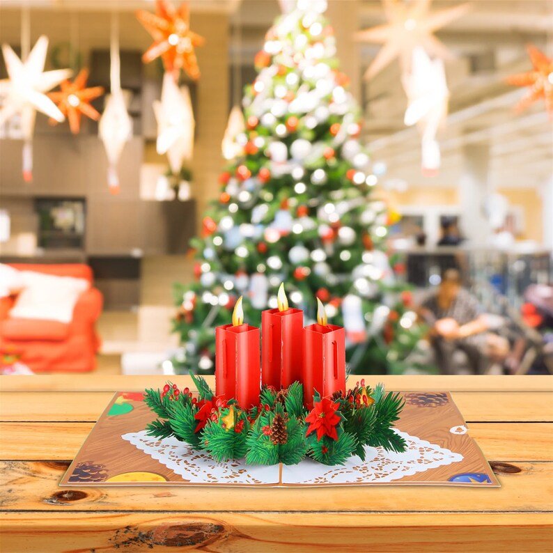 Christmas Candle Flip Pop Up Card
