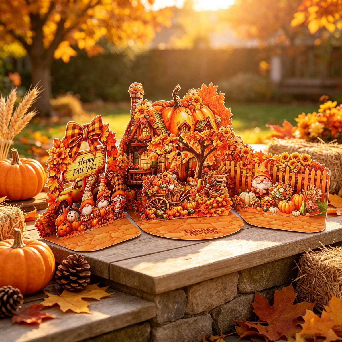 Thanksgiving Gnome Double Door Pop Up Card
