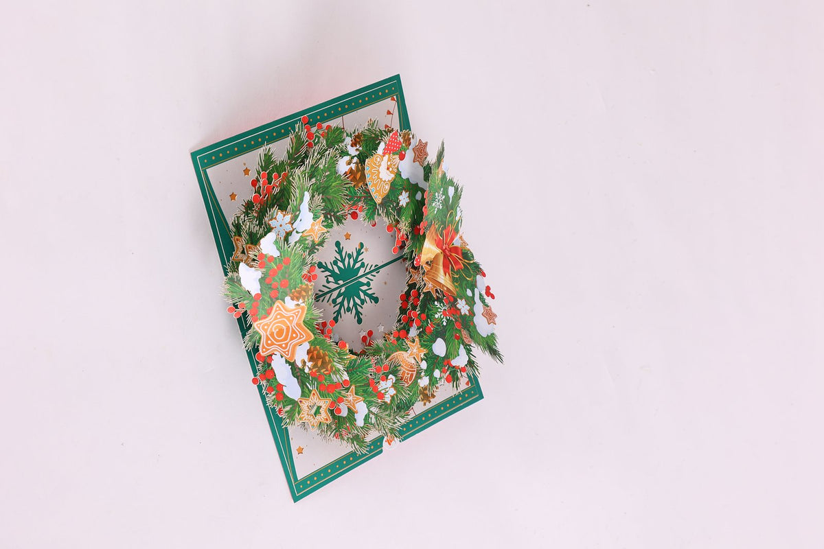 Christmas Gingerbread Floral Wreath 3D Pop Up Card