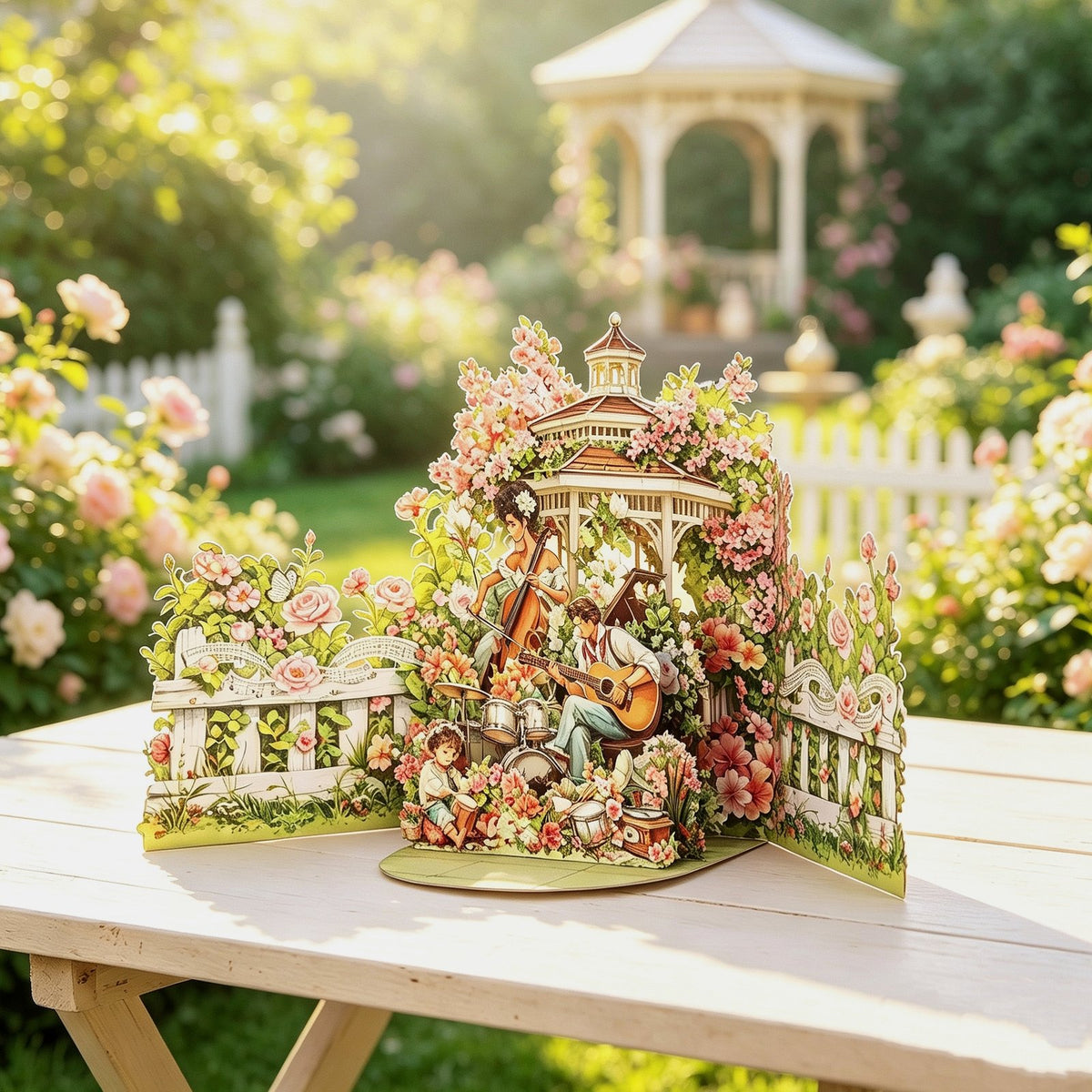 Vintage Music Garden Double Door Card