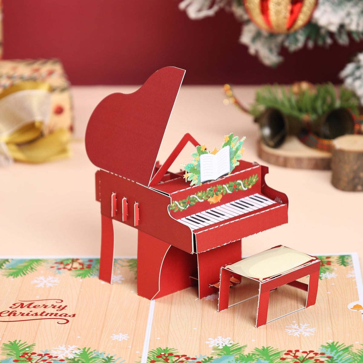 Christmas Piano Flip Pop Up Card