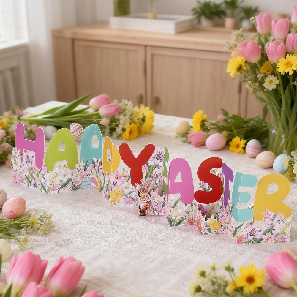 Easter Letter H Floral Art Greeting Card