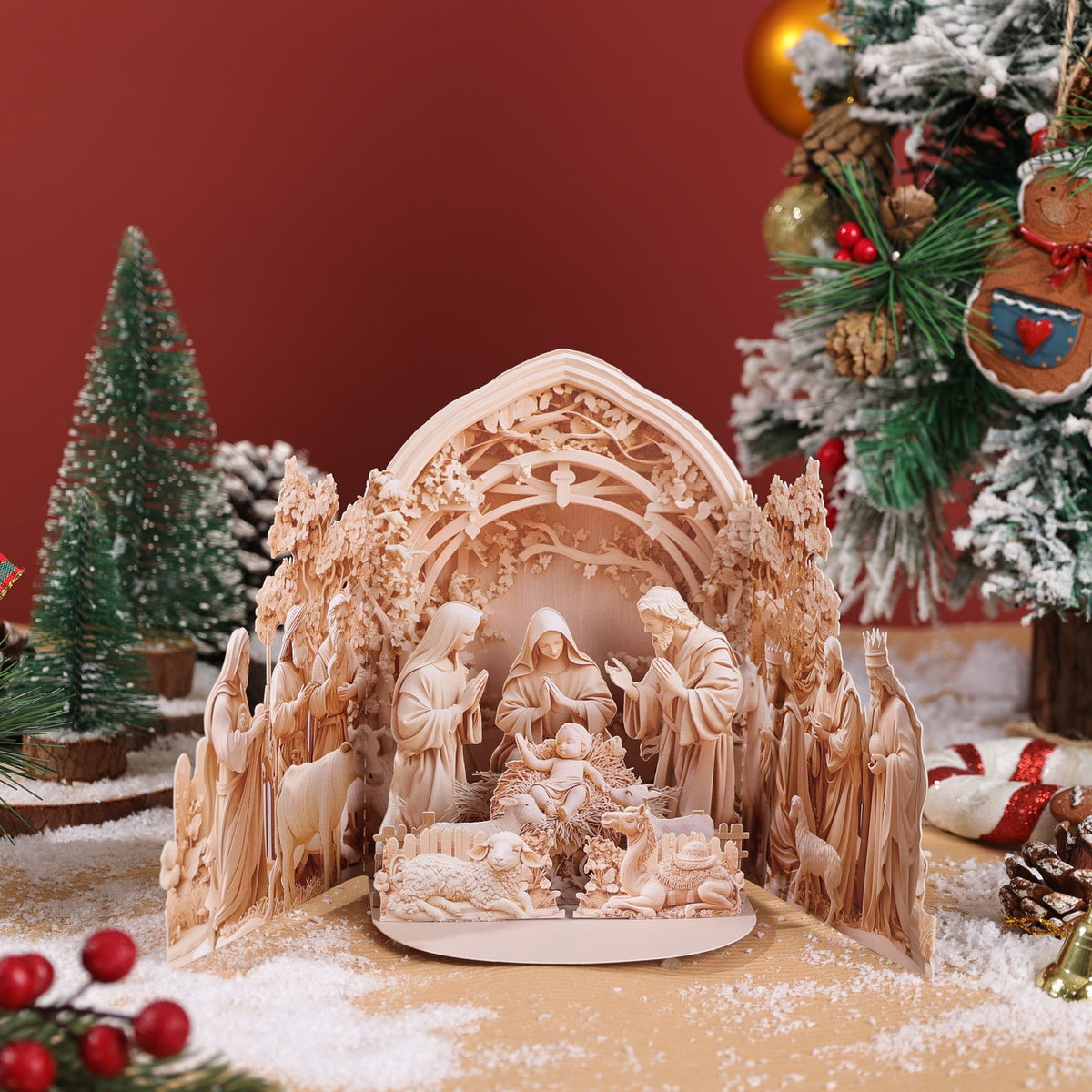 Nativity Relief Double Door 3D Pop Up Card