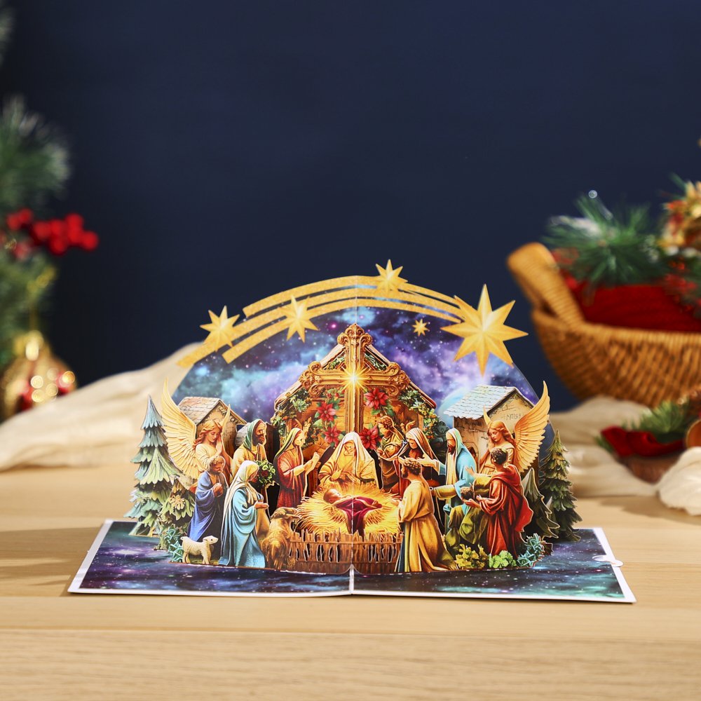 Gold Cross Flip Pop Up Card