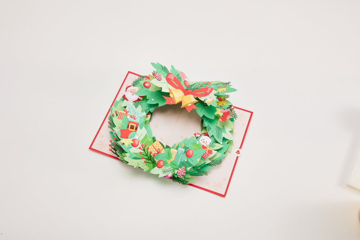 Christmas Floral Wreath Pop Up Card
