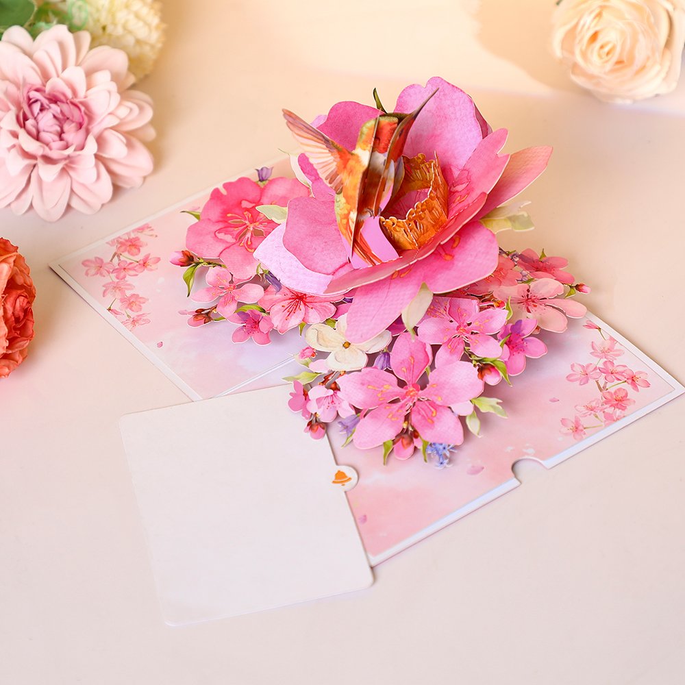 Hummingbird Floral Flip Pop Up Card