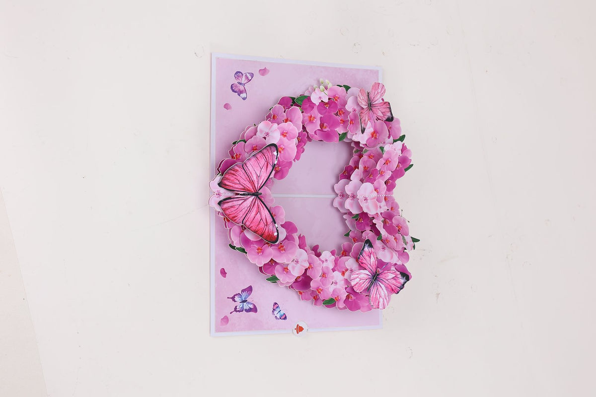 Orchid Butterfly Heart 3D Pop Up Card