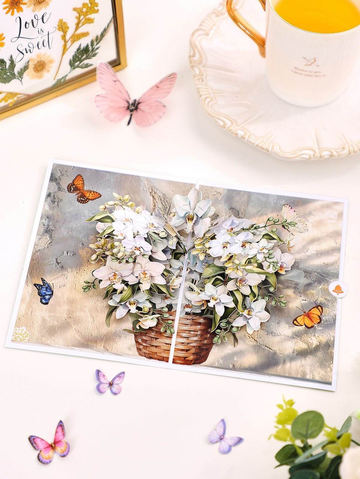 White Orchid Bonsai 3D Pop Up Card