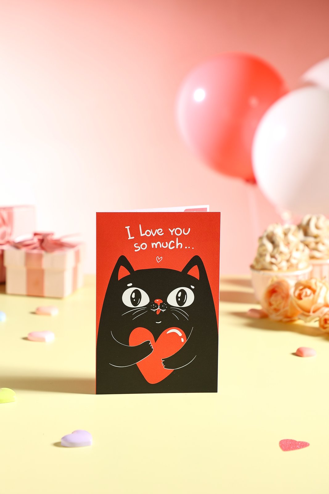 90° Cat Love Greeting Card