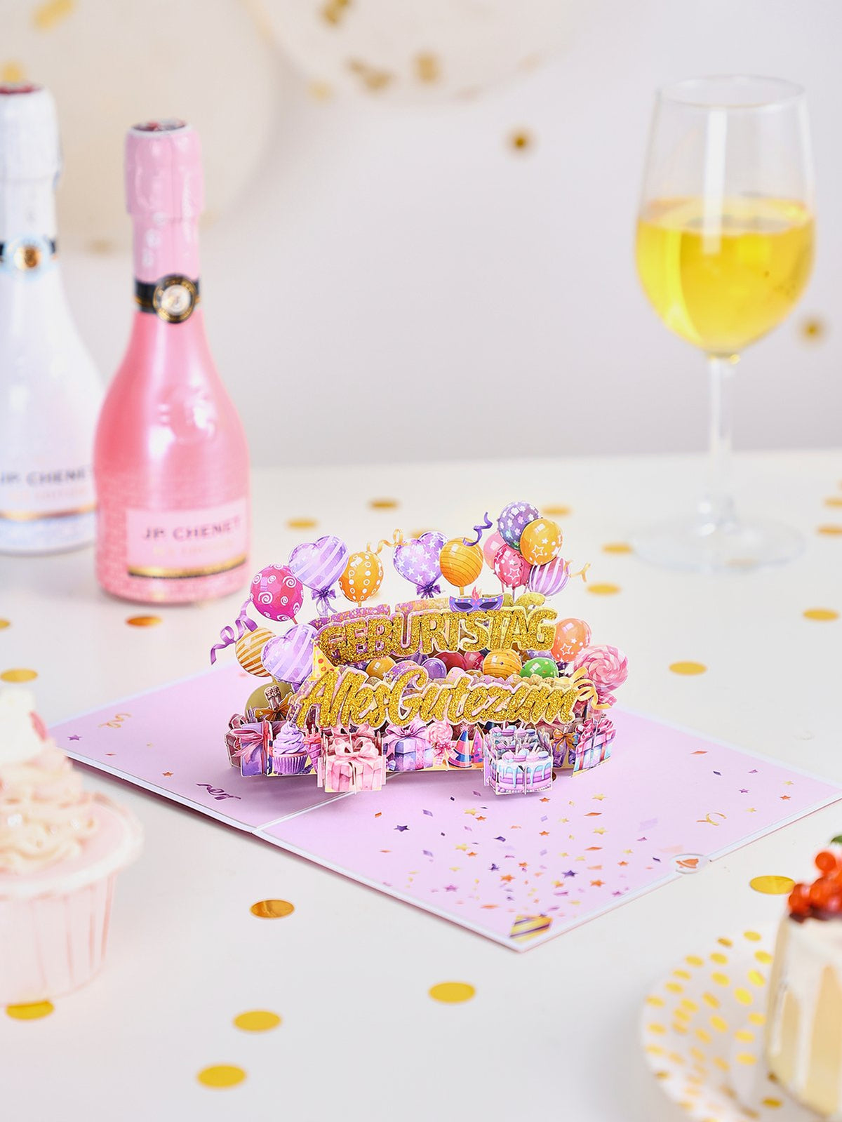 German Gold Glitter 3D Pop Up Card