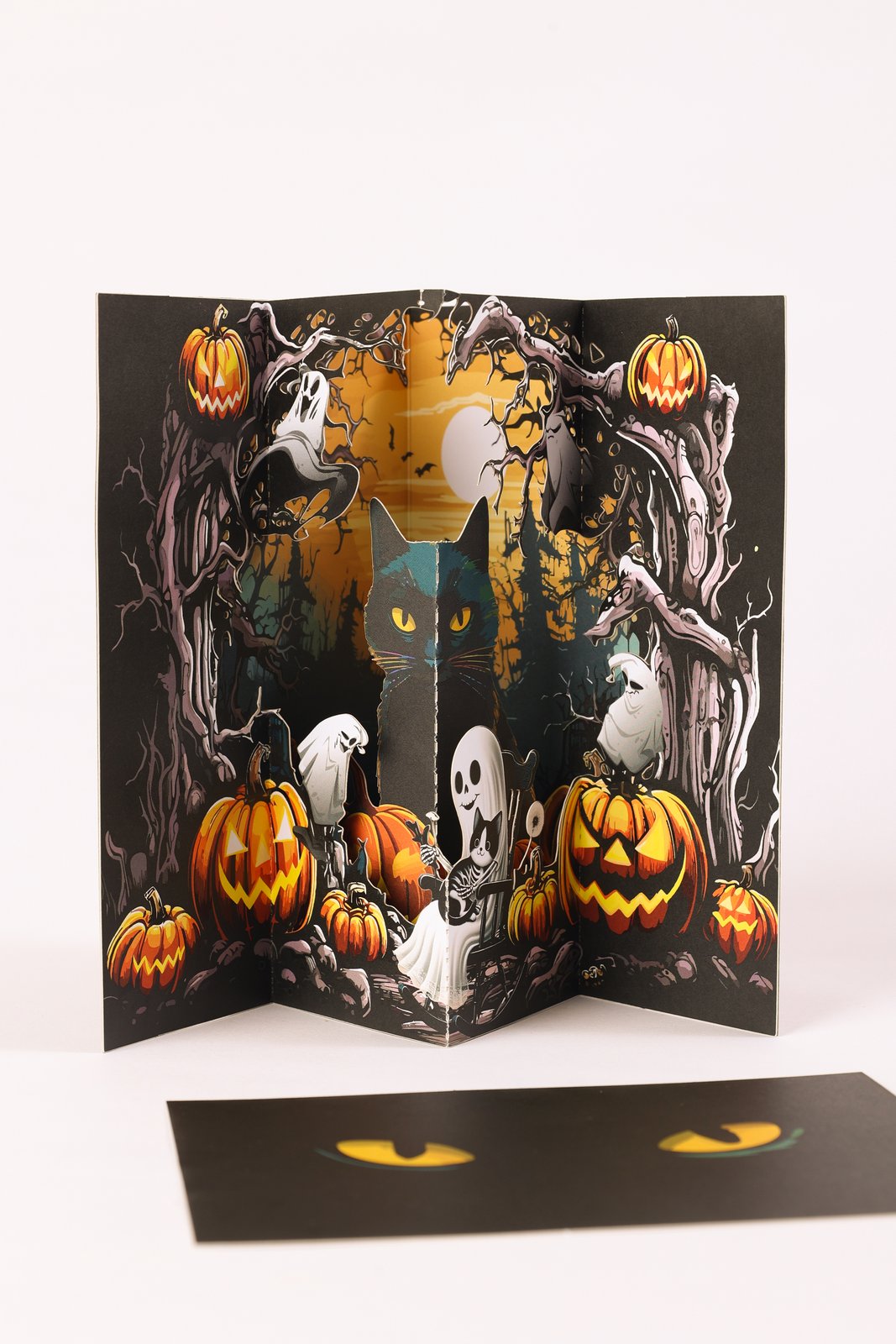 Hollow-Out Black Cat 3D Pop Up Card