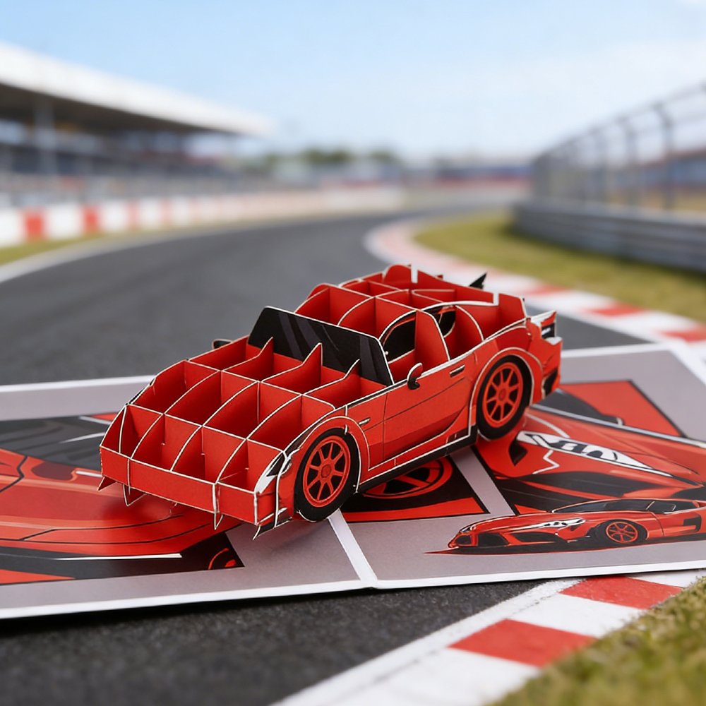 Race Car Speed Flip Pop Up Card