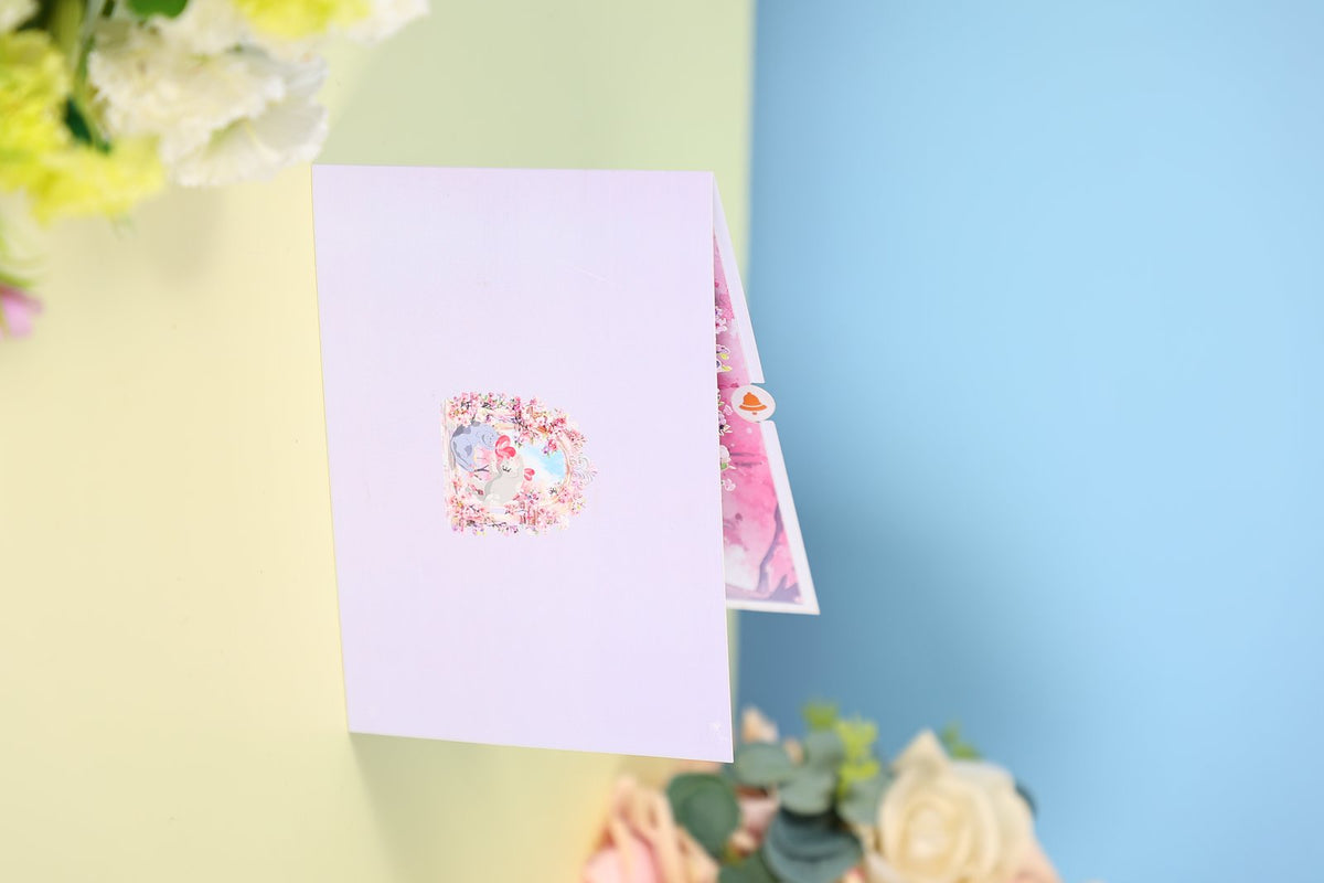 Arch Cherry Blossom Cat Greeting Card