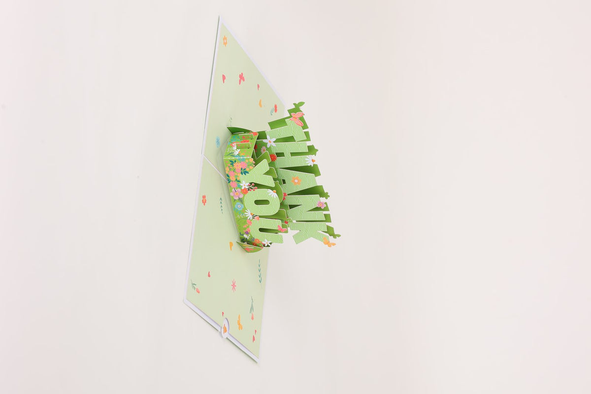 Green Thank You Flip Pop Up Card