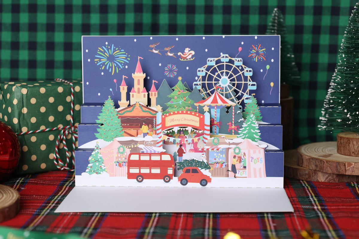 Christmas Theme Park 90° Greeting Card