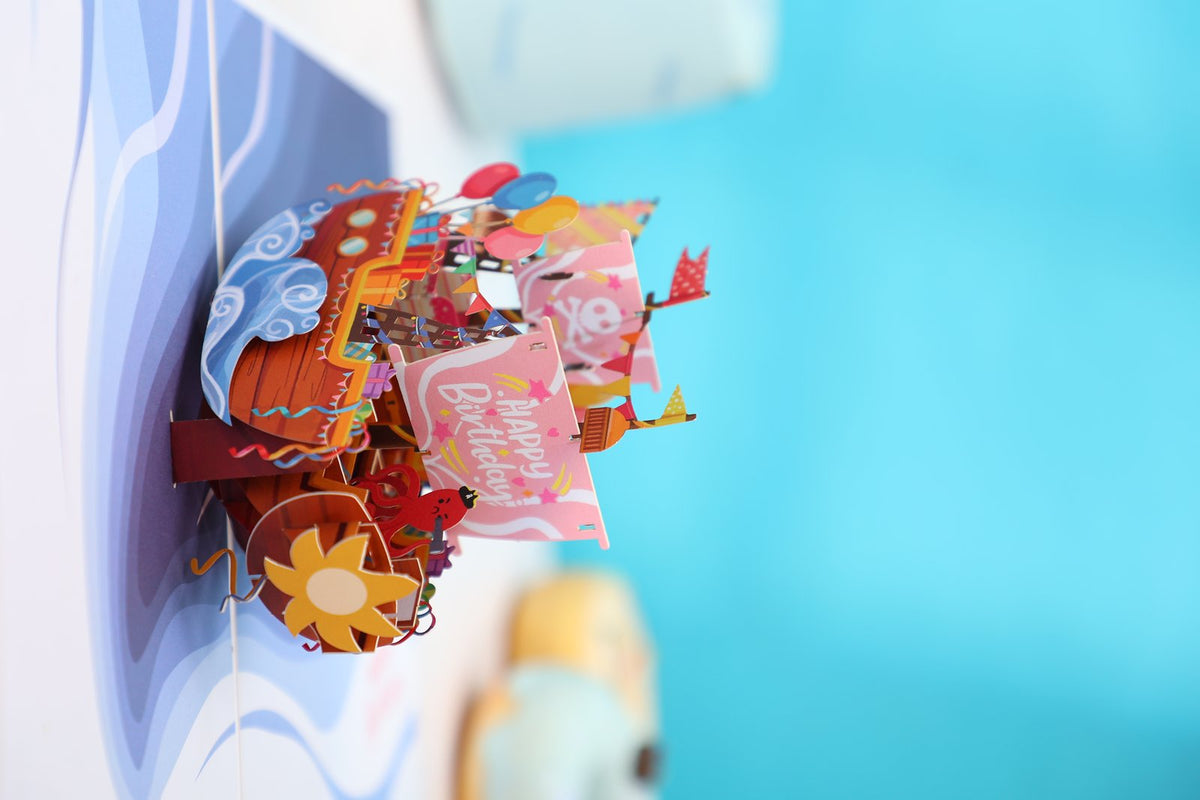 Cartoon Pirate Ship 3D Pop Up Card