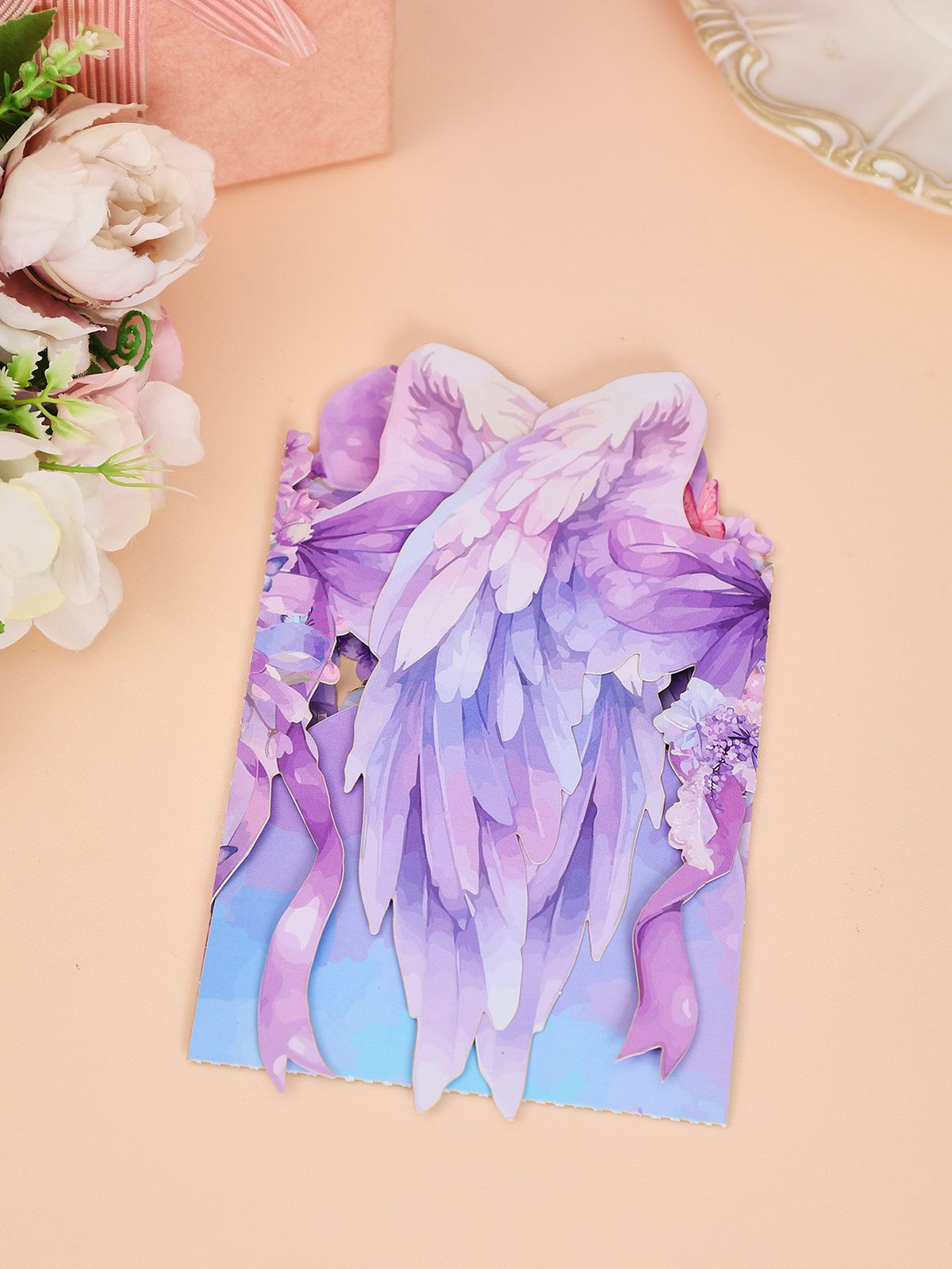 Purple Angel Wings 3D Pop Up Card
