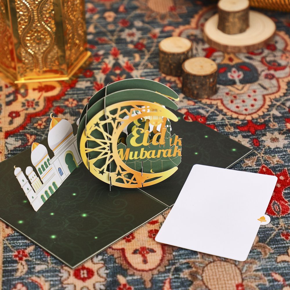 Green Ramadan Crescent Moon Greeting Card