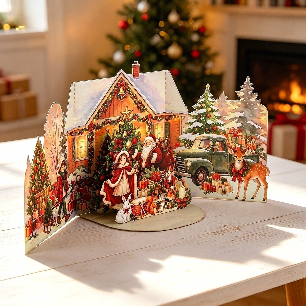 Christmas House Double Door Card