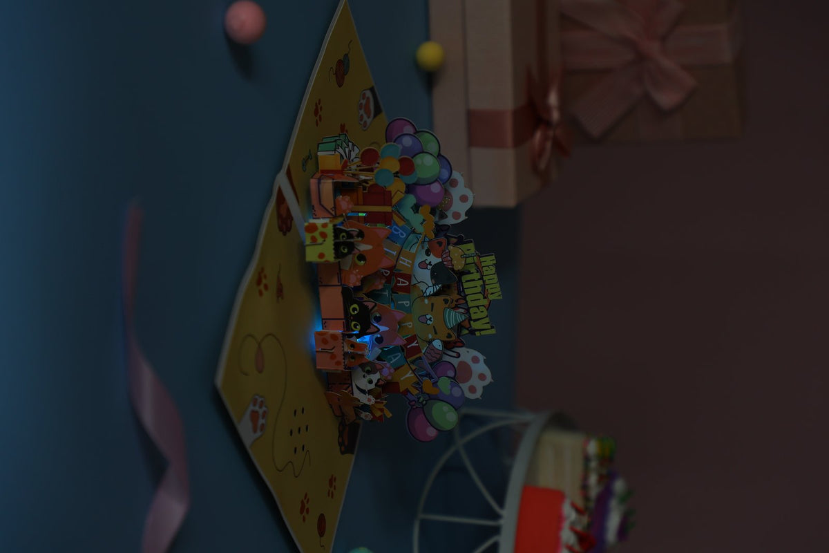 Birthday Cat Music 3D Pop Up Card