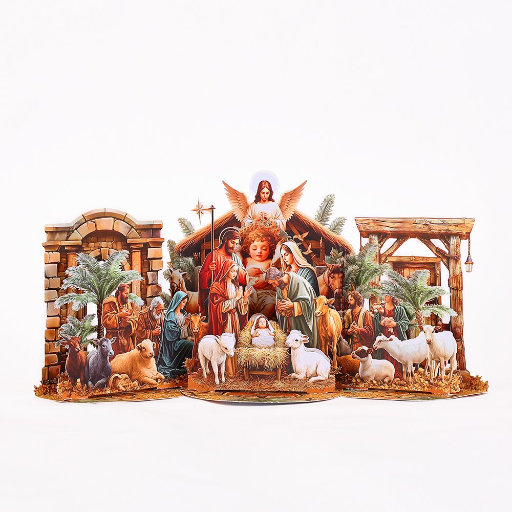 Palm Nativity Manger 3D Pop Up Card