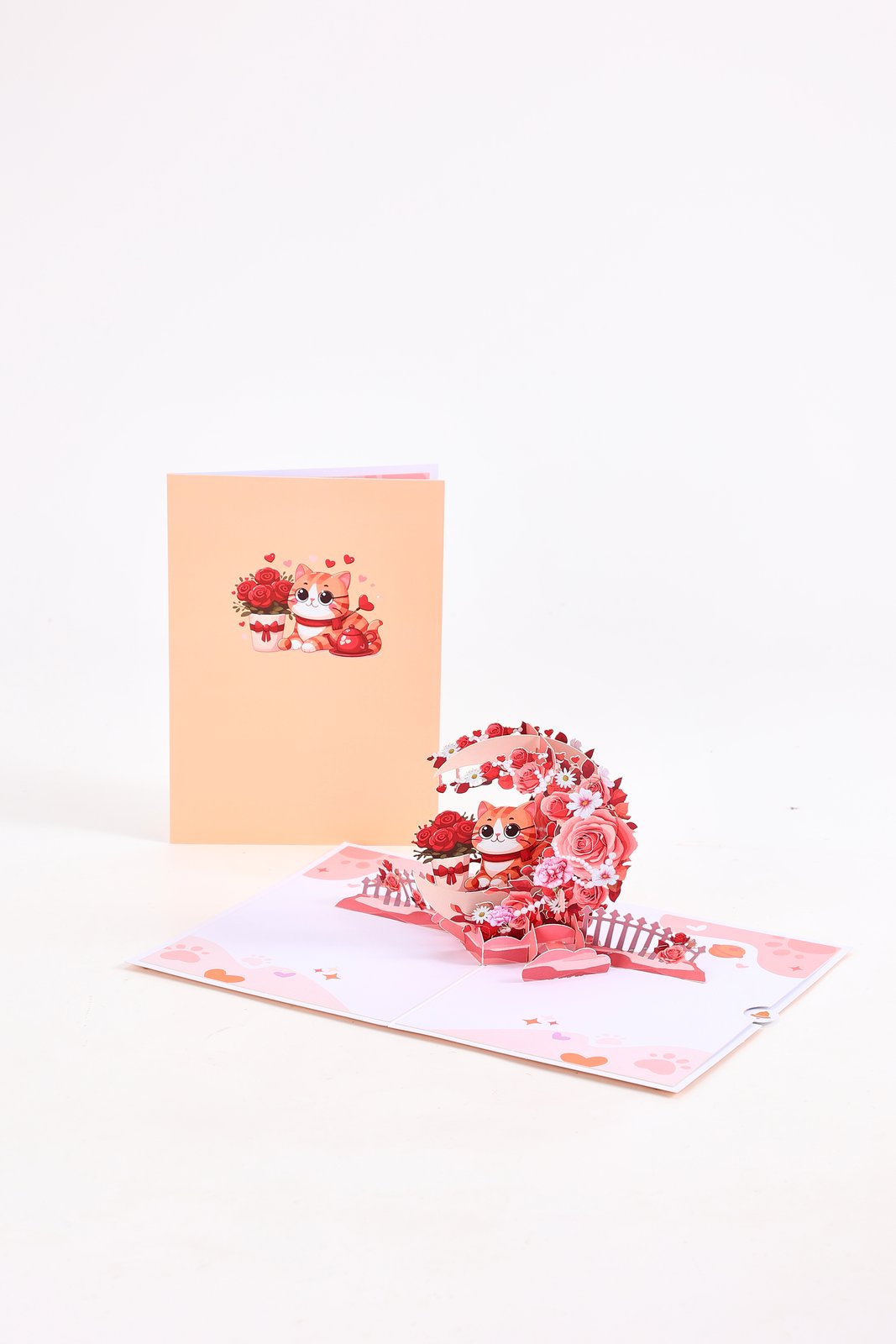 Rose Crescent Moon Cat 3D Pop Up Card