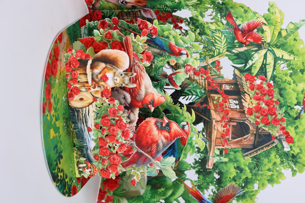 Forest Cardinal Double Door 3D Pop Up Card