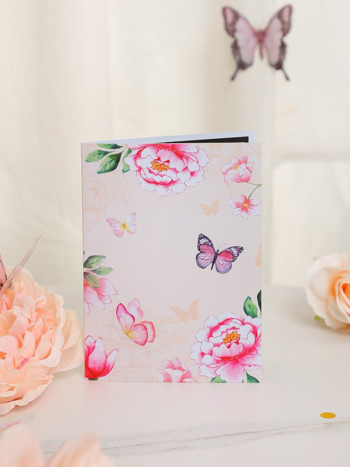 Elegant Peony Flower Floral Branch 3D Pop Up Card