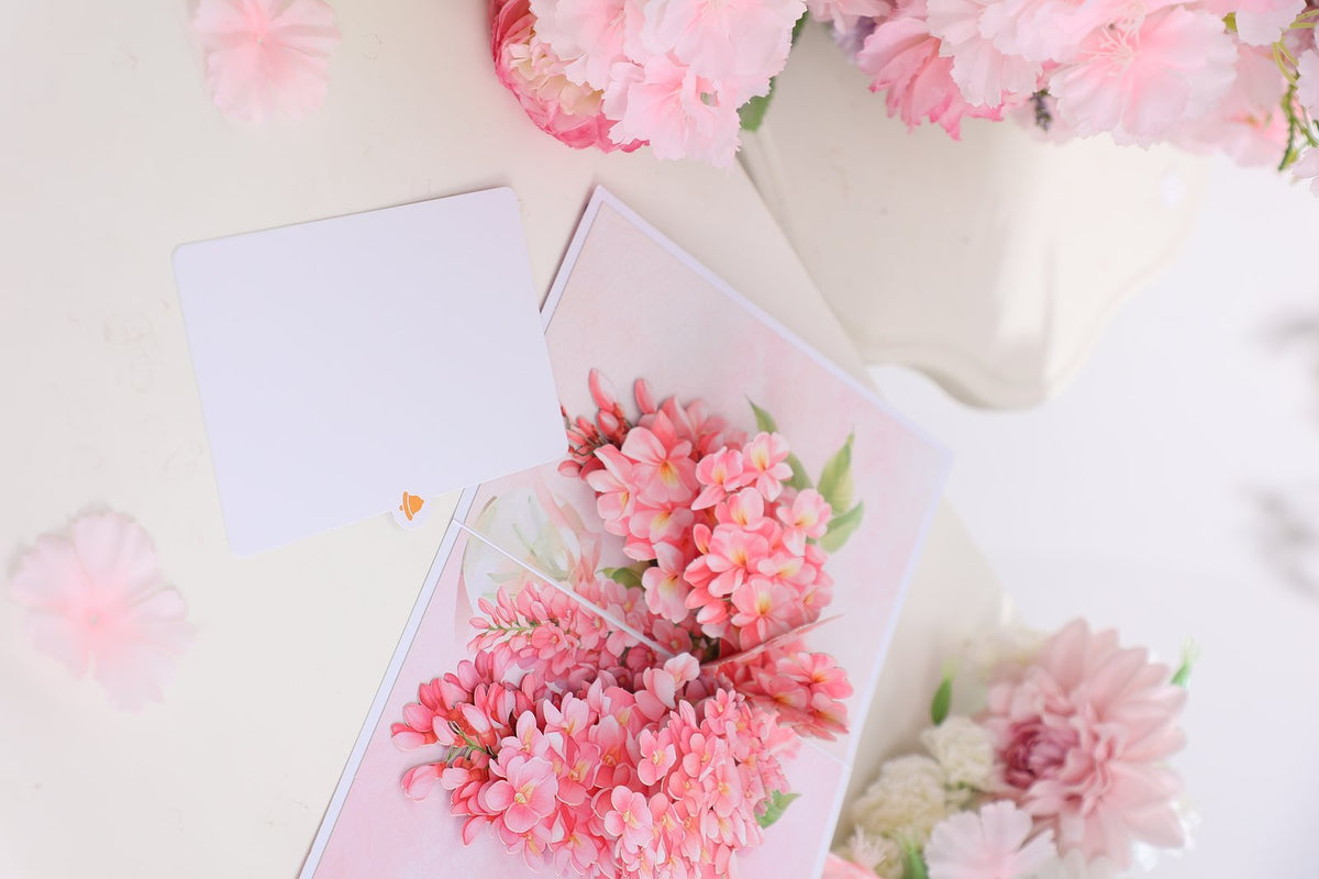 Pink Flower Wisteria 3D Pop Up Card