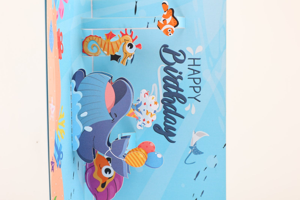 Whale 90° Birthday Greeting Card