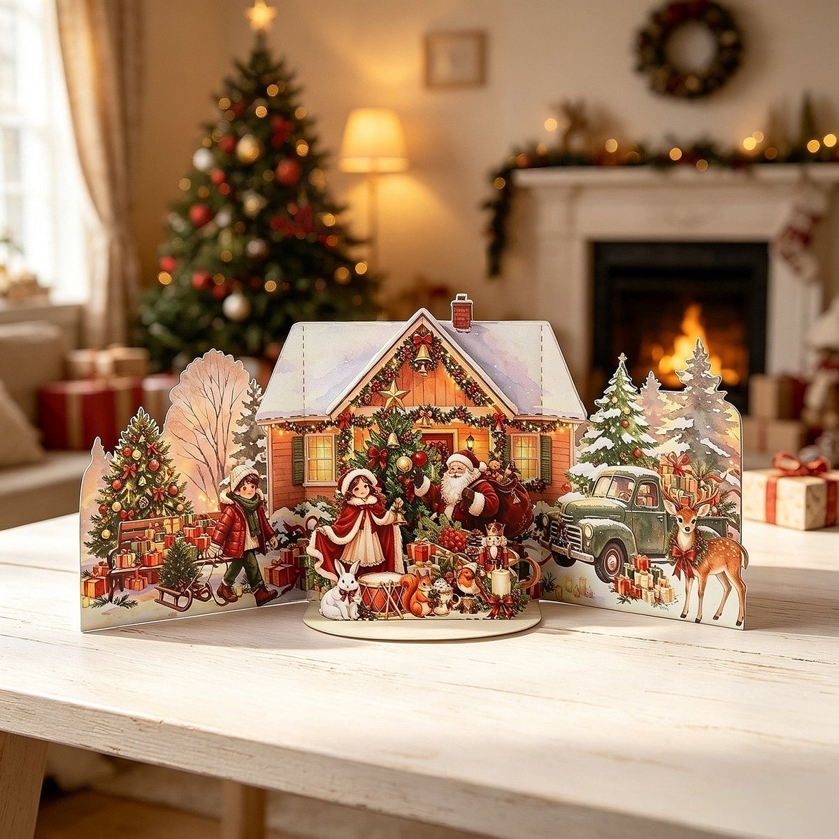 Christmas House Double Door Card