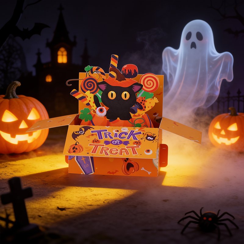 Halloween Cat Pop Up Box Card