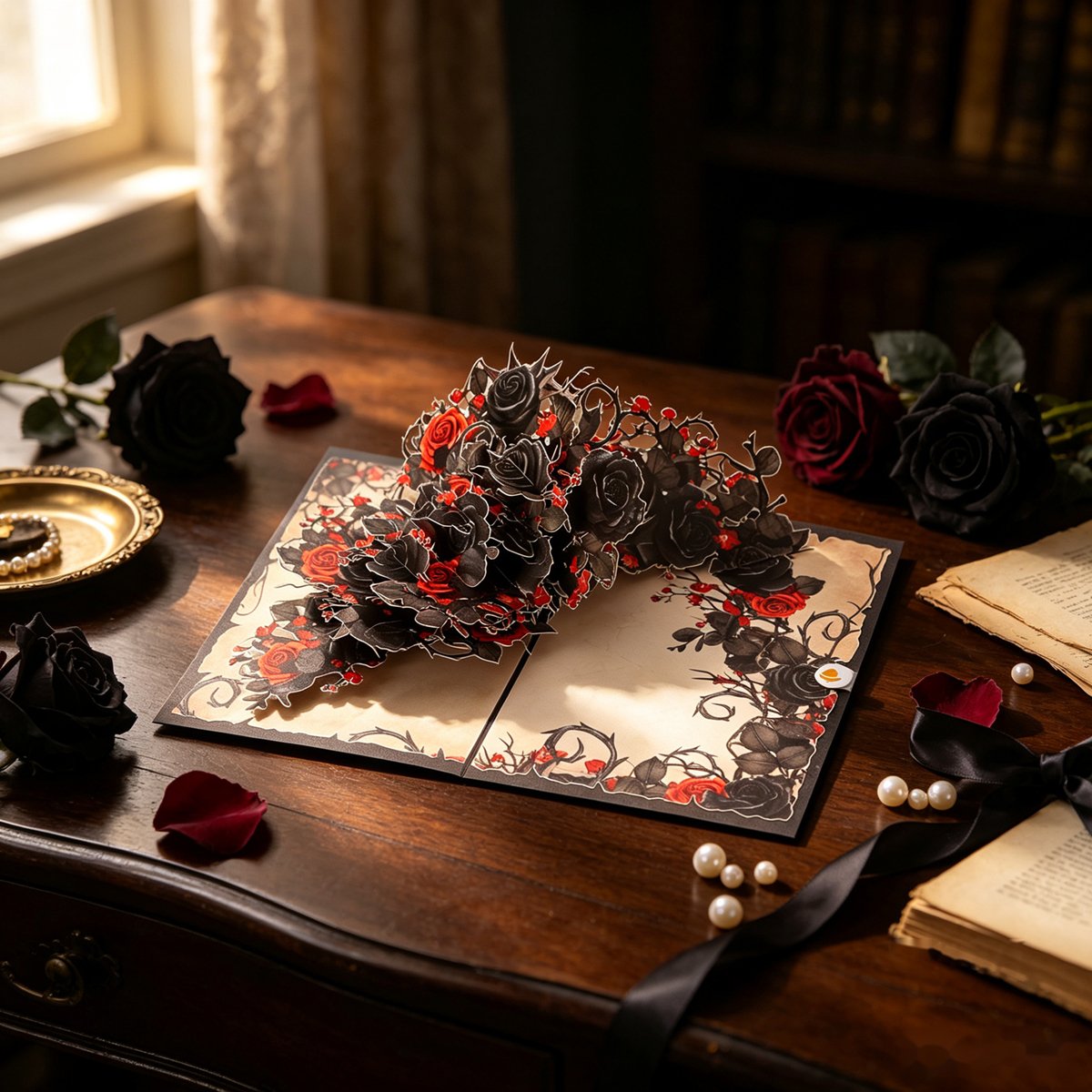 Black Rose Branch Greeting Card