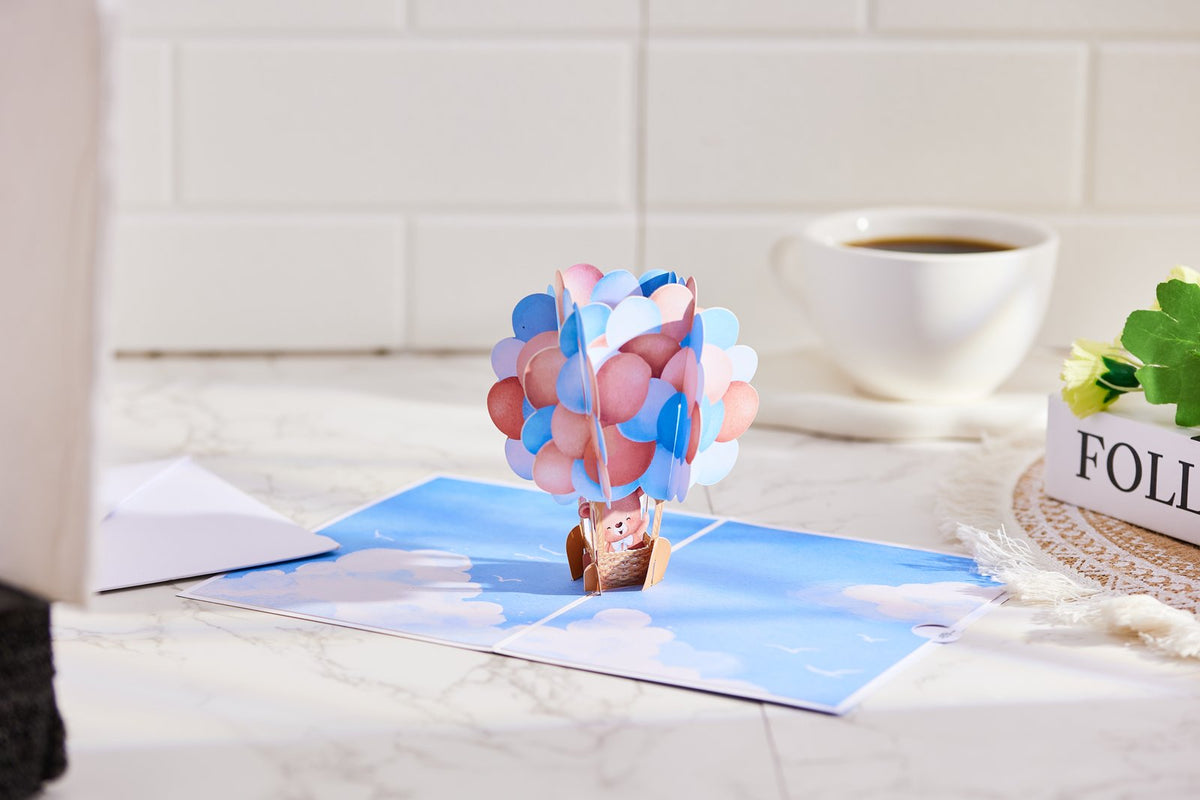Hot Air Balloon Bear 3D Pop Up Card For Him