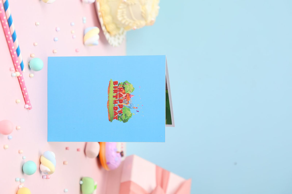 Blue Birthday Flip Pop Up Card