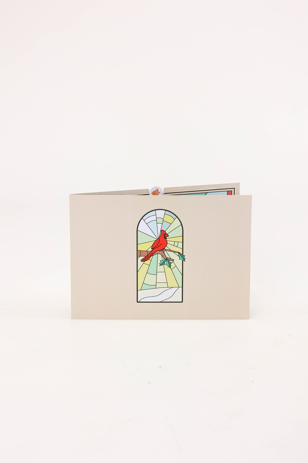 Stained Glass Cardinal 3D Pop Up Card