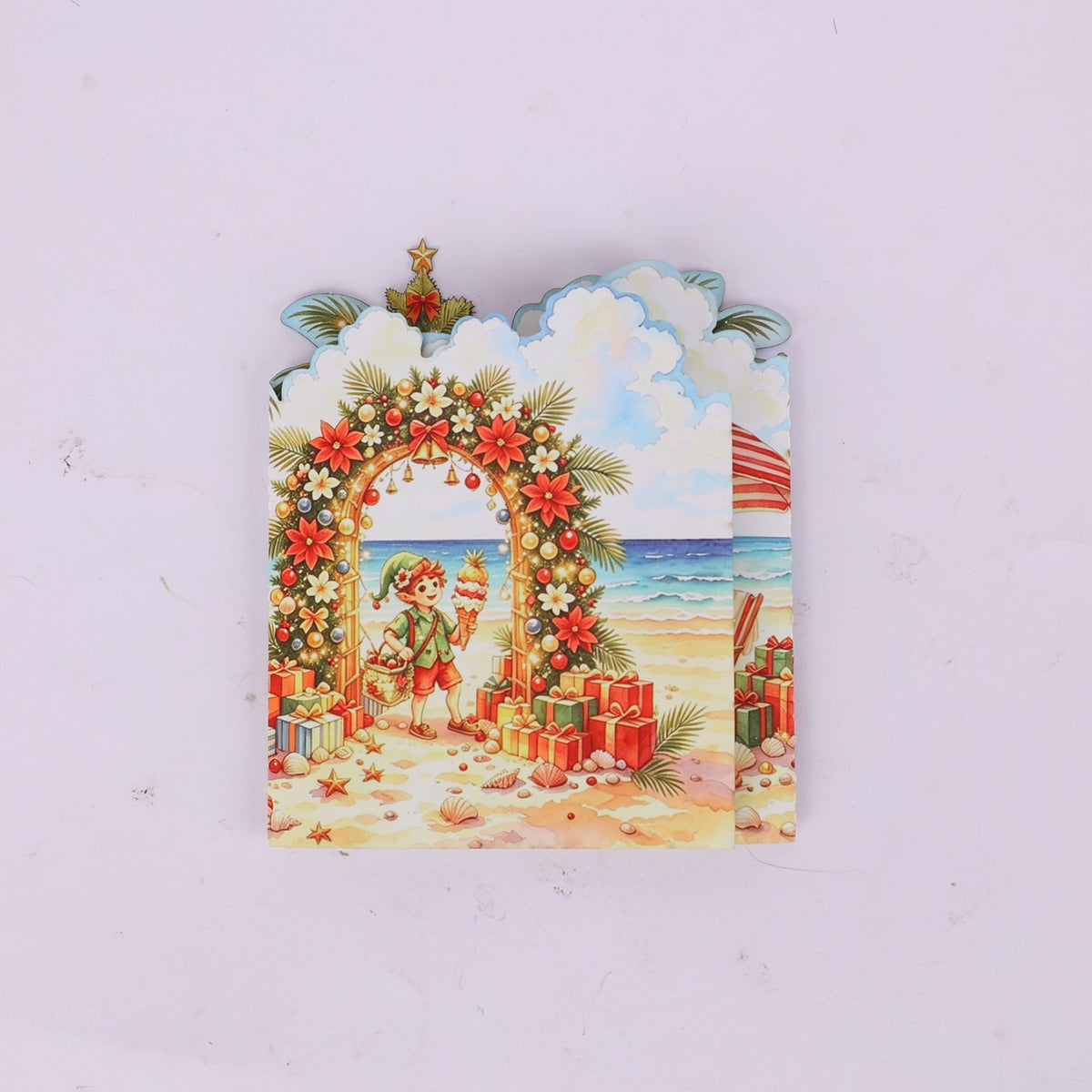 Christmas Beach Double Door Pop Up Card