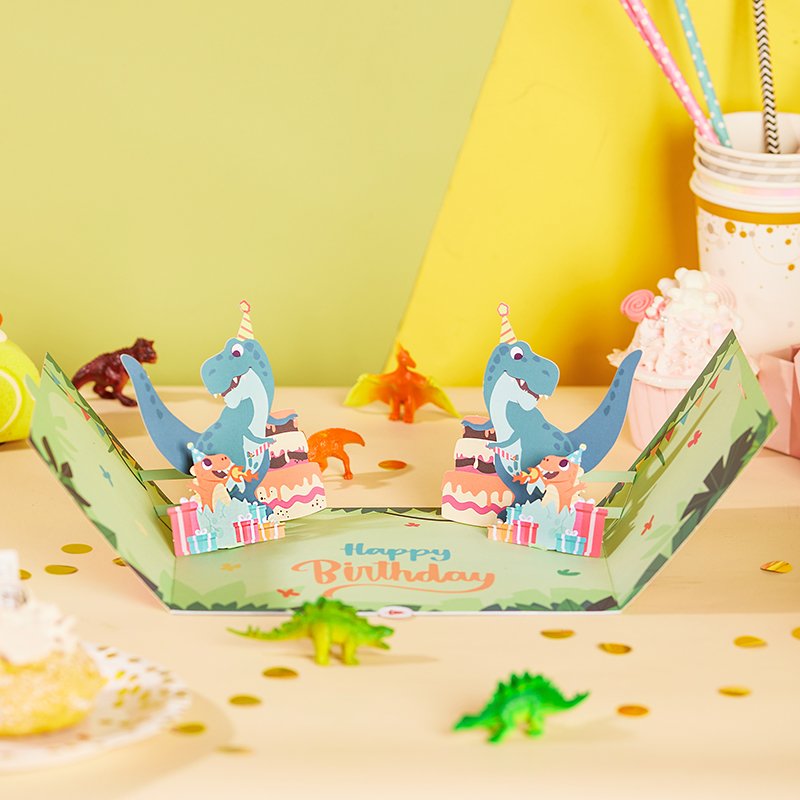 Double Door 3D Pop Up Card Dinosaur