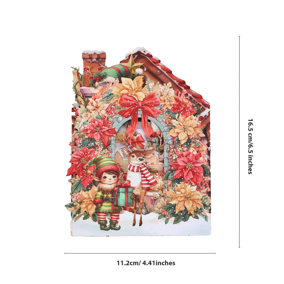 Santa Claus Flower House 3D Pop Up Card