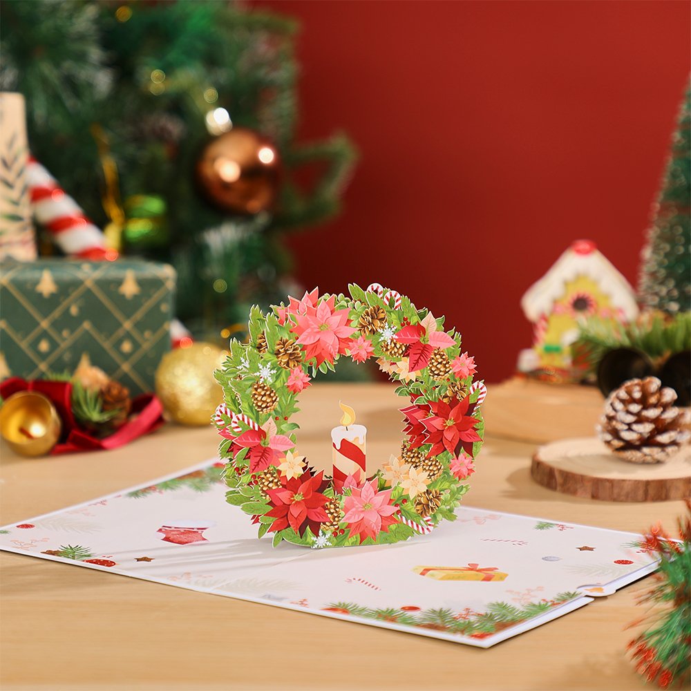 Double Wreath Christmas 3D Pop Up Card