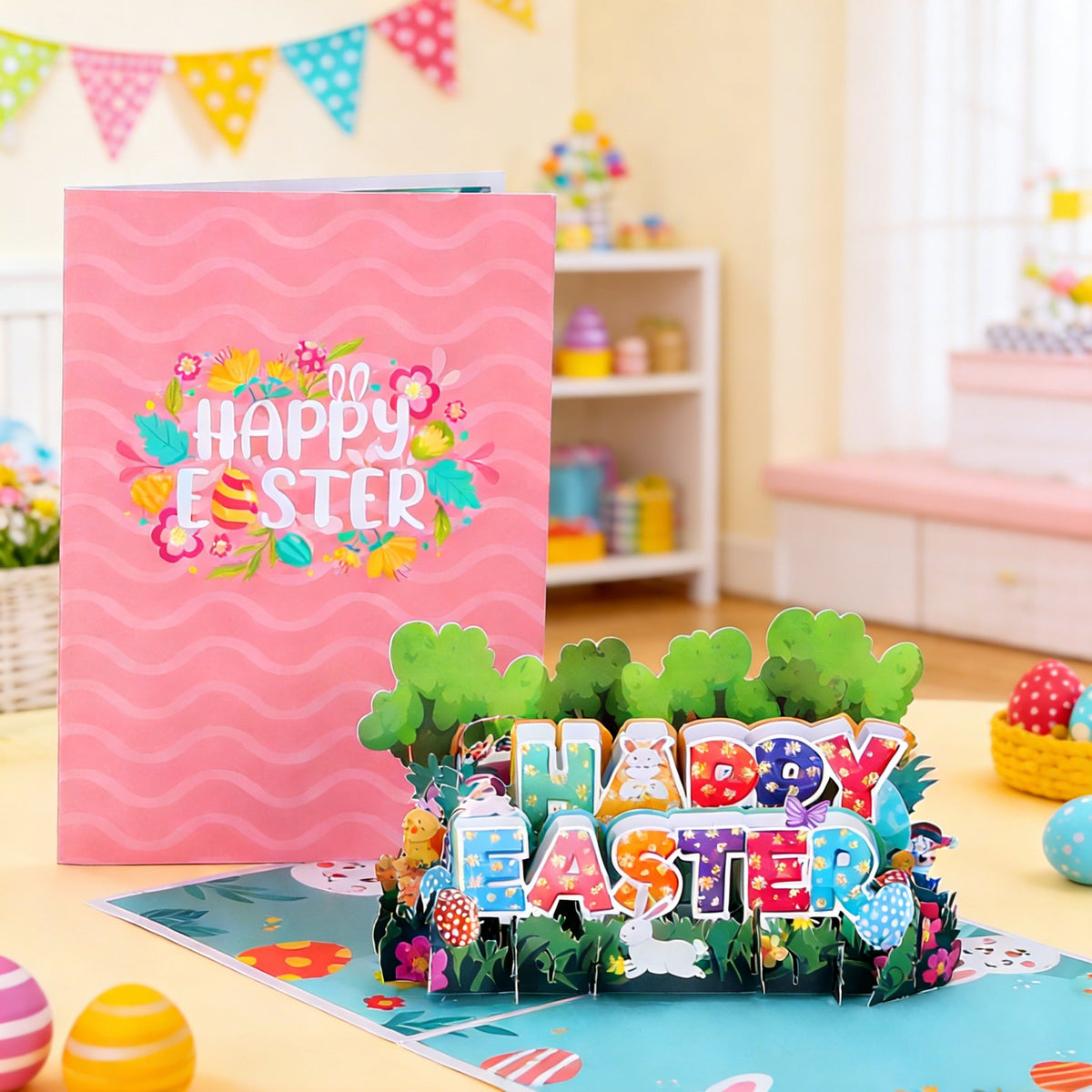 Easter Pink Flip Pop Up Card
