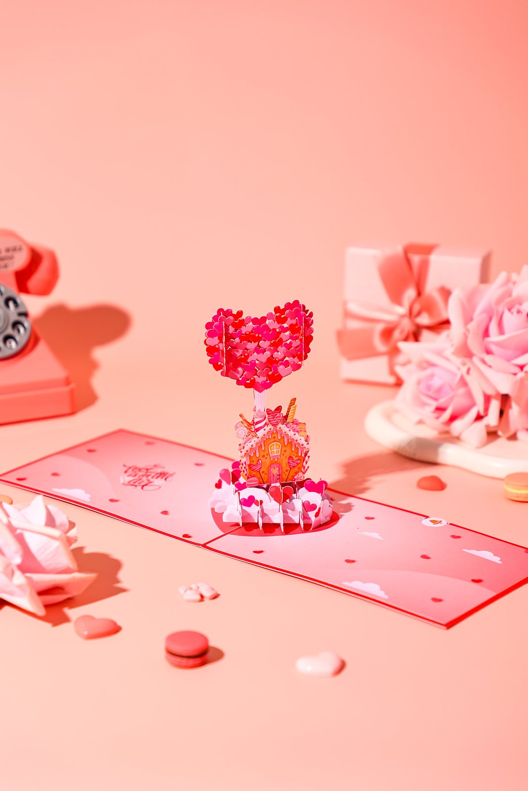 Valentine's Day Candy Flying House 3D Pop Up Card