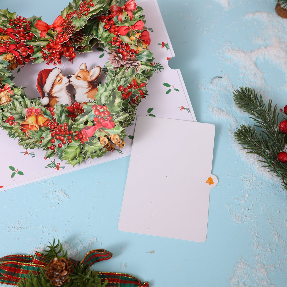 Christmas Floral Wreath 3D Pop Up Card