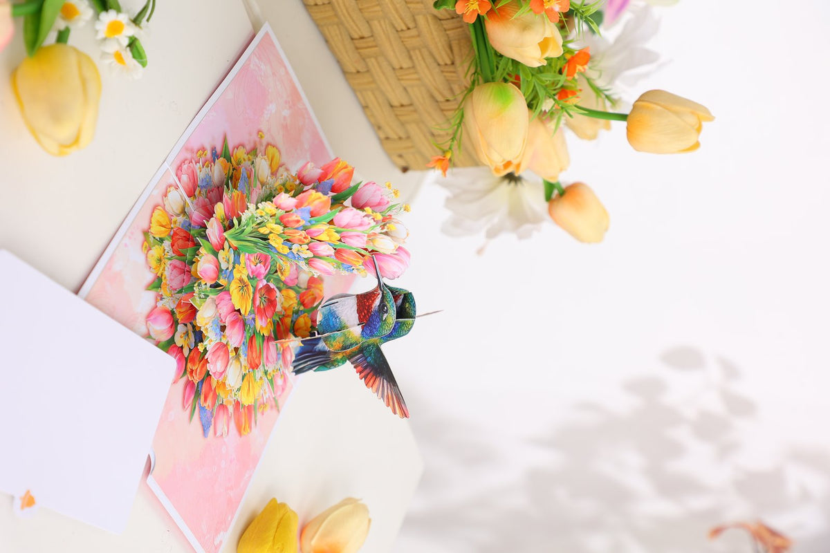 Tulip Hummingbird Greeting Card