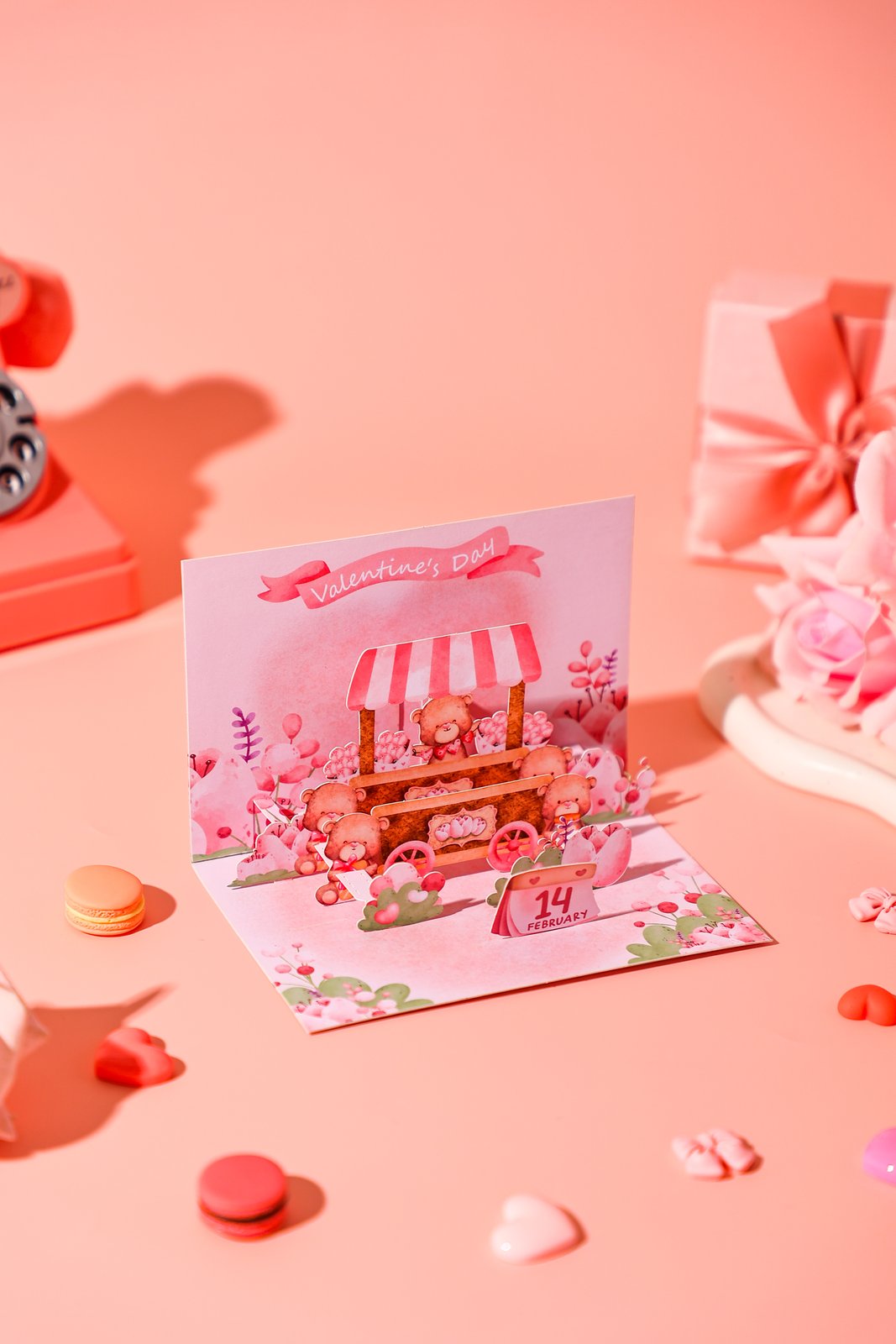 Valentine's Day Bear Car 90° 3D Pop Up Card