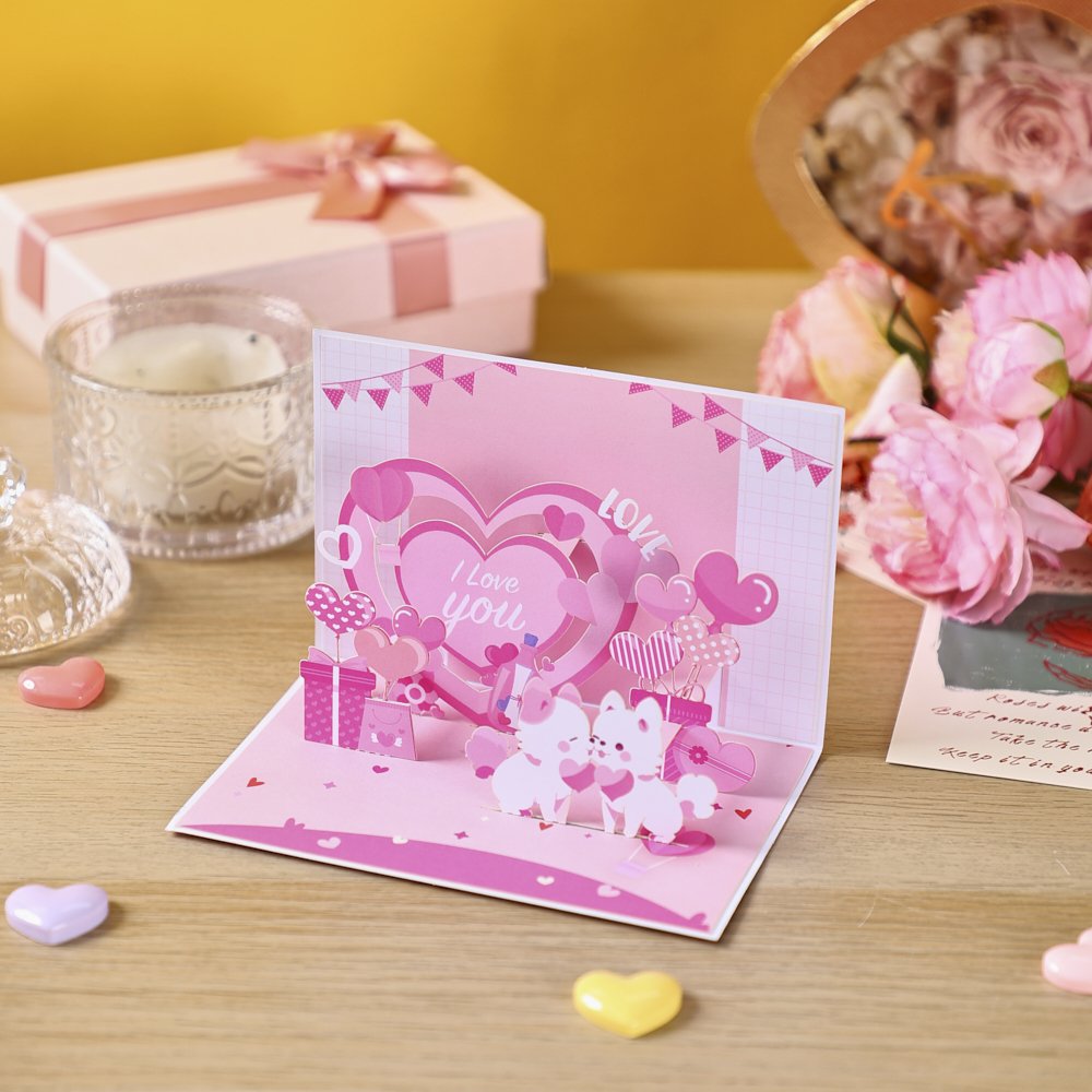 Valentine's Day Puppy 90° 3D Pop Up Card