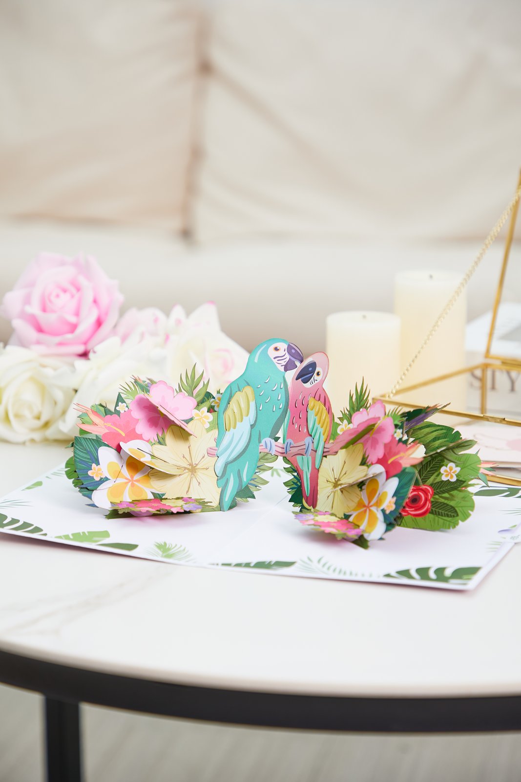 Lovebirds Fresh Flowers Greeting Card