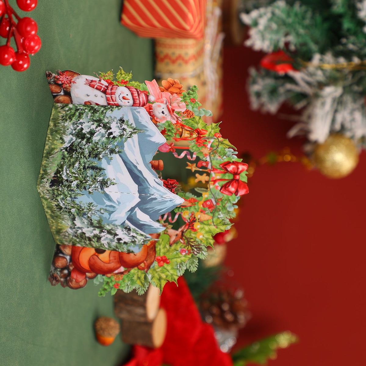 Santa Claus Animals Forest 3D Pop Up Card