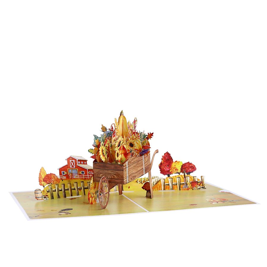 Pumpkin Wheelbarrow Halloween Greeting Card
