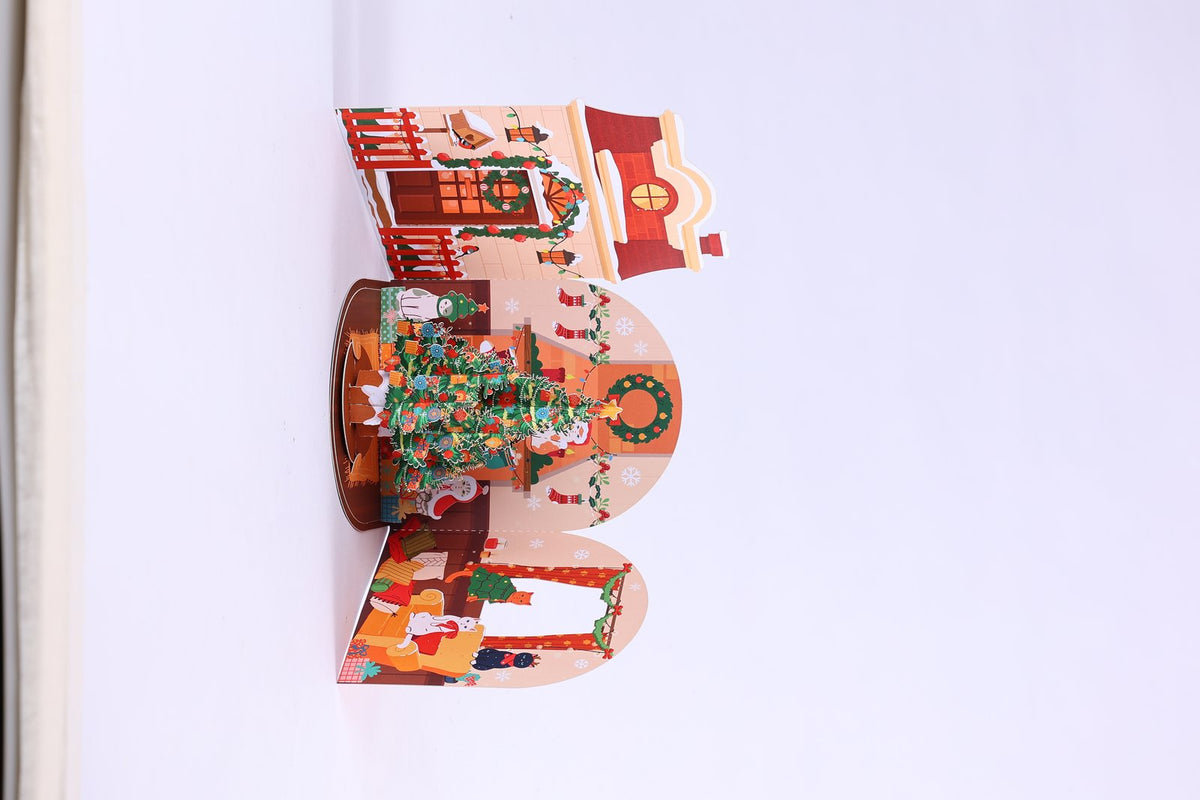 Cat Christmas Tree Double Door 3D Pop Up Card